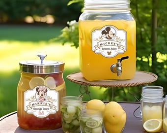 Bearbeitbare Mickey Minnie Drink Label Vorlagen für Babyparty oder Geburtstagsfeier, Maus Party, Mickey Decor Party, Digital Download