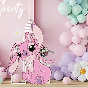 Watercolour Glitter Angel Lilo and Stitch Cutout, Angel Big Decor, Party Decoration Baby shower Or Birthday Party Stand Up Prop, DIGITAL