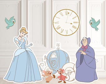 Cinderella CutOut, Carriage Godmother Cutout Decor, Cinderella Party Decoration Theme, Birthday Party Stand Up Prop, Digital Download