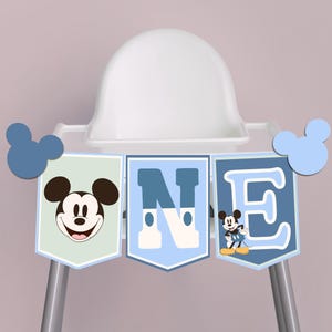 Bannière de chaise haute Mickey Mouse 1er anniversaire, décoration de fête Mickey, imprimable en téléchargement numérique