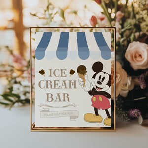 Mickey Ice Cream Bar Birthday Sign, Table Printable Sign Baby Shower Or Birthday, Candy Sweets Theme Party, Digital Download