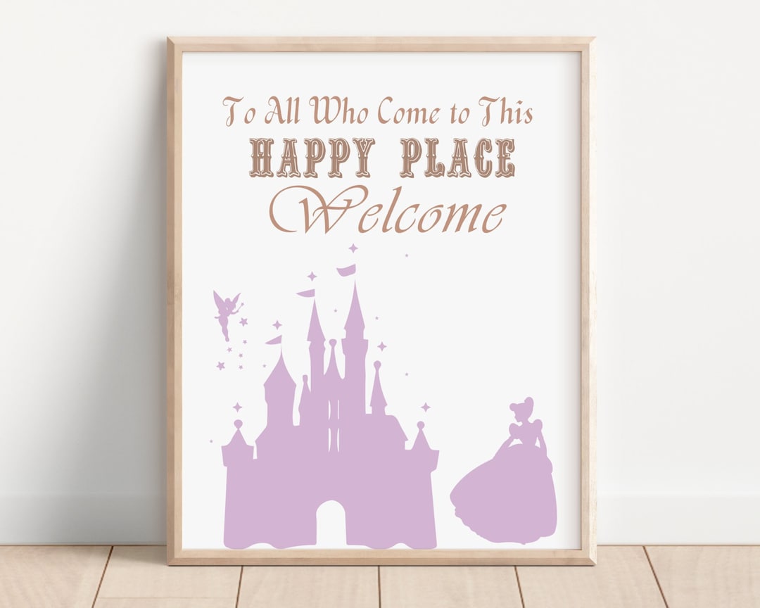 Disney Welcome Sign Printable Disney Castle Welcome Sign - Etsy