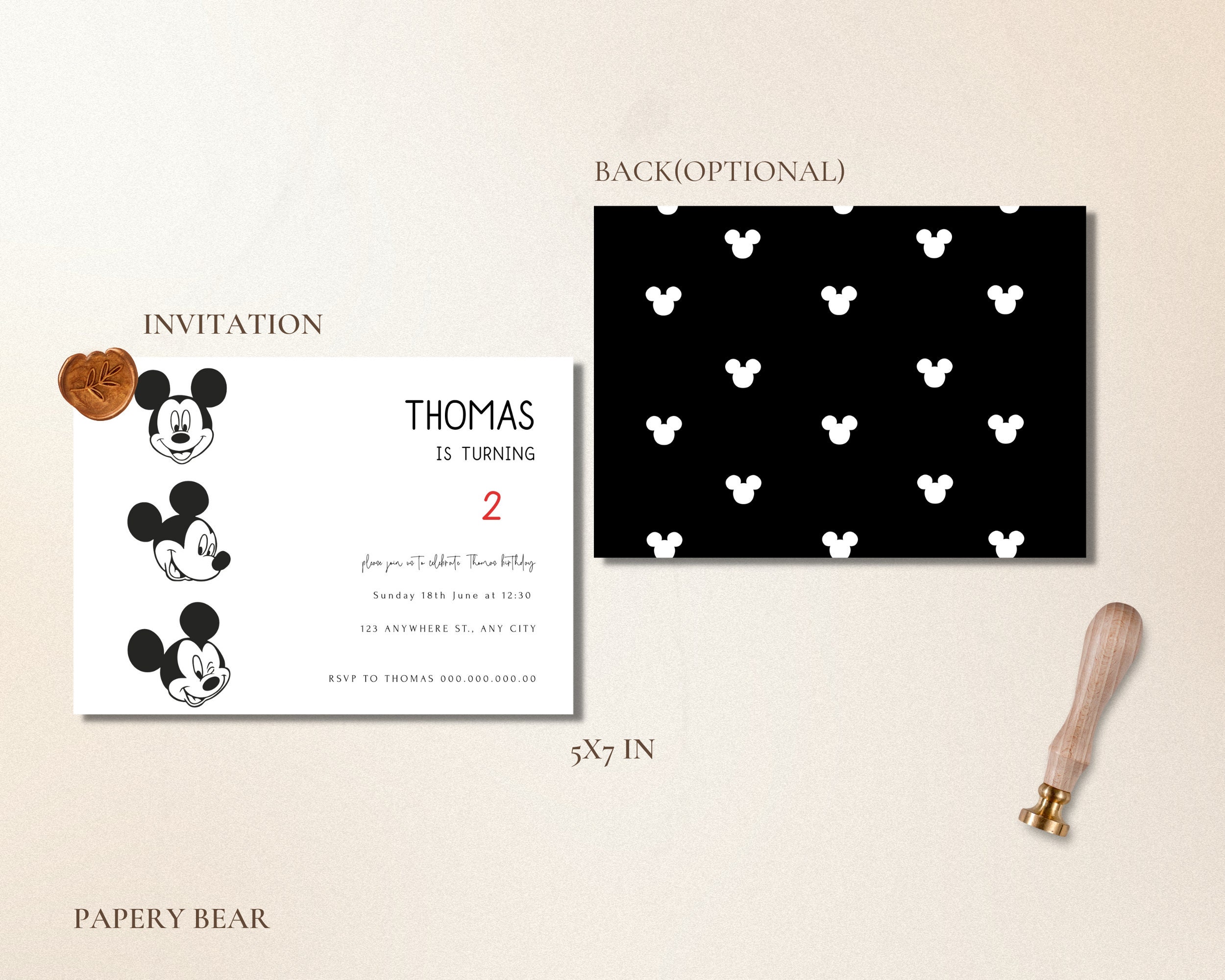 Mickey Mouse Birthday Invitation Editable Template | Printable Mickey ...