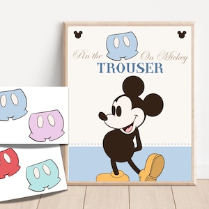 Pin the Trouser on Mickey Party Game, Mickey Theme Party, Birthday Game, Baby Shower Game, Digital Download