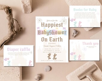 Mickey and Minnie Baby Shower Invitation, Disney Theme (Digital Download)