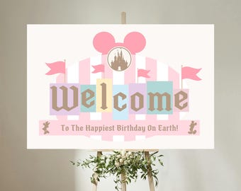 Mickey Mouse Baby Shower Welcome Sign, Disneyland Theme (Digital Download)