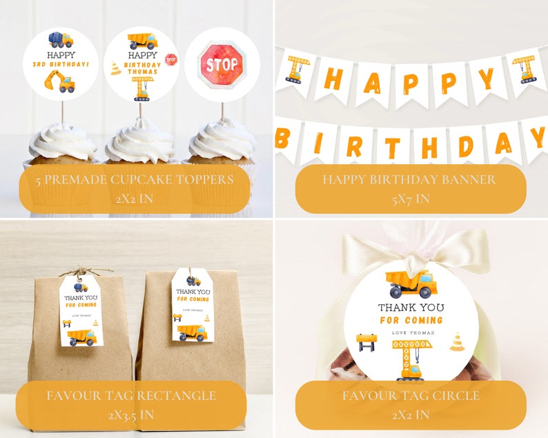 Boy Construction Printable Birthday Bundle, Trucks Birthday Party ...