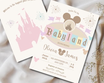 Disney Babyland Baby Shower Invitation, Mickey Theme (Digital Template)