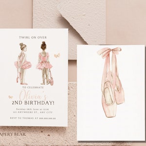 Editable Ballerina Birthday Invitation Template, Ballet Dancer Birthday Invite, Ballerina Ballet Invite, Instant Download, Digital