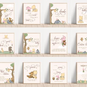 Bundle classique de signes de baby shower de Winnie l'ourson, signes de baby shower de Winnie l'ourson, signes modifiables de baby shower, téléchargement numérique