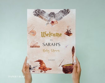 Wizard Baby Shower Welcome Sign Template, Welcome baby shower sign, Magic School Baby Shower, Magical Baby Shower, Digital Download