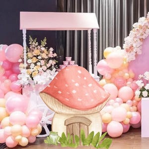 Fairy Mushroom house CutOut, Cute Fairy Party Decoration Theme, Baby Shower or Birthday Party Stand Up Prop, Digital Download