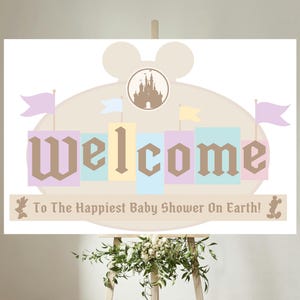 Mickey And Minnie Baby Shower Welcome Sign, Printable Disneyland Baby Shower Party, Baby Boy Disney  Welcome Sign, Digital Download