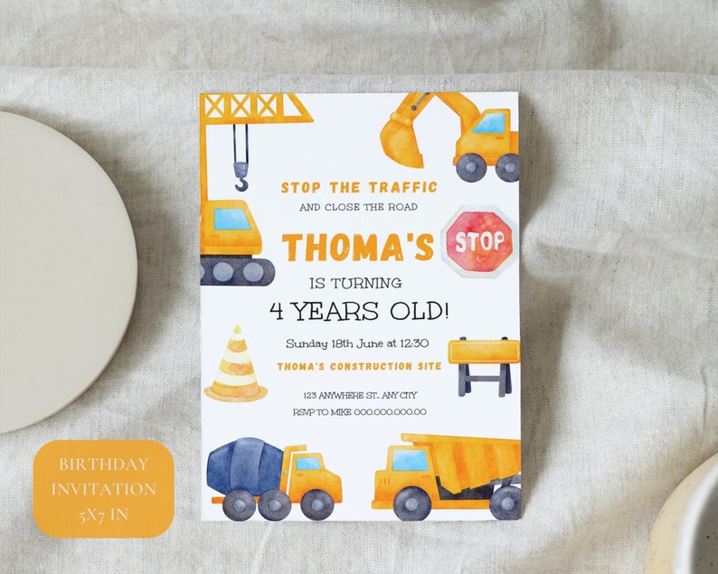 Boy Construction Printable Birthday Bundle, Trucks Birthday Party ...