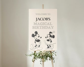 Retro Mouse Birthday Welcome Sign, Printable Party Decor (Digital Download)