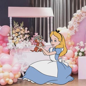 Recorte de Alicia en el País de las Maravillas, decoración grande de Alicia, decoración temática de Alicia para baby shower, fiesta de cumpleaños, accesorio de pie, descarga digital