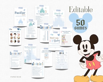 EDITABLE Baby Shower Games Bundle, 50 Mouse Theme Games, Happiest Baby Shower On Earth, Mickey Minnie Baby Shower, Digital