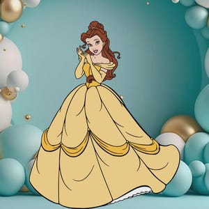 Belle CutOut, Cute Princess Cutout Decor, Belle Party Decoration Theme, Birthday Party Stand Up Prop, Digital Download