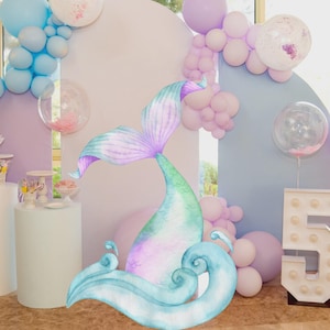 Mermaid Tail CutOut, Mermaid Cutout Decor, Under The Sea Party Decoration Theme Birthday, Birthday Party Stand Up Prop, Digital Download