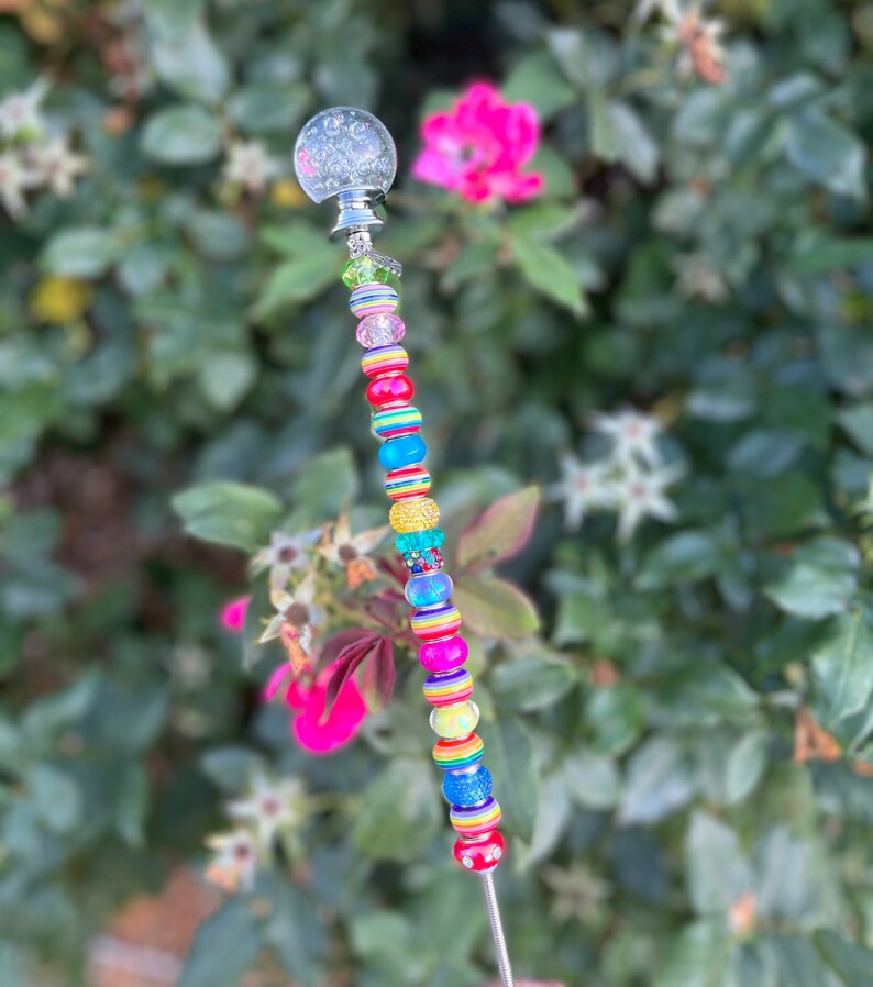 Beaded Garden Stakes Etsy