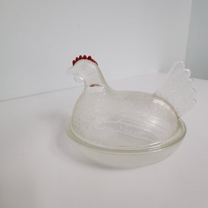1960&#39;s Vintage INDIANA Glass HEN on NEST