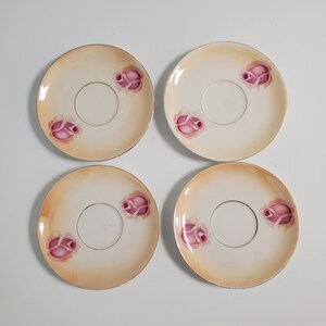 1920&#39;s Antique RS Germany Small Porcelain Saucers with Roses and gold trim