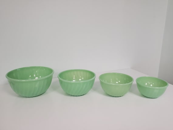 Vintage Fire King JADEITE Swirl Mixing Bowl Set - Etsy