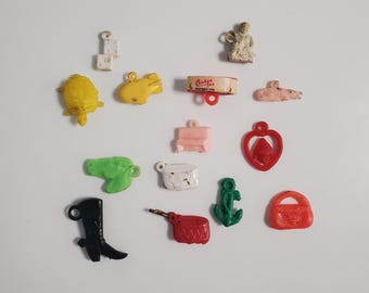 Vintage 14 Plastic Gumball Vending Machine Charms