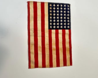 Vintage 48 Star American Flag on Wood Stick - Miniature Parade