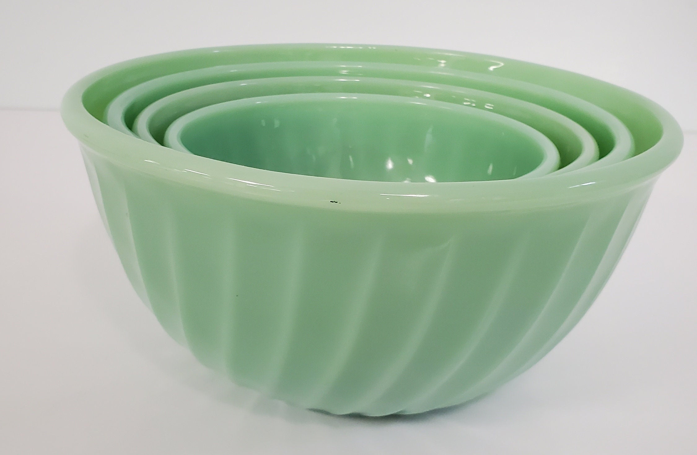 Vintage Fire King JADEITE Swirl Mixing Bowl Set - Etsy