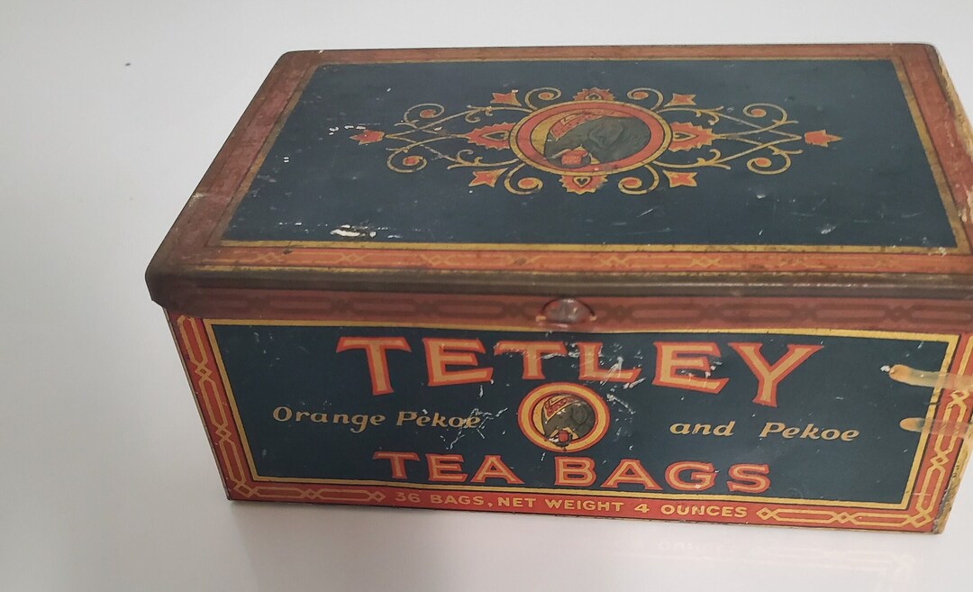 1930's Rare Vintage Tetley Tea Bags Tin Etsy