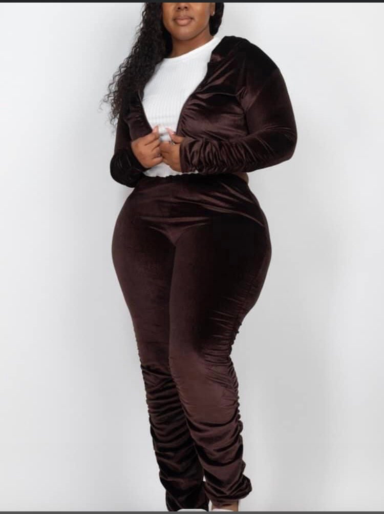 Size Velour Velvet Scrunch Pants 