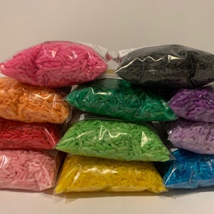 Colorful Rainbow Rice for Sensory Bin Activity Kits
