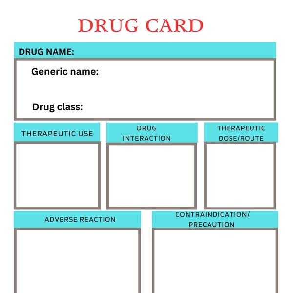 Nursing Drug Cards Etsy