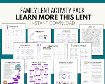 Easter Lent Activity Sheets | Family Lent Activity Worksheets | Lent Games for Kids | Easter Family Game | Bible Study | Catholic Homeschool