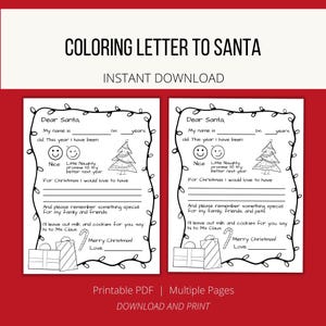 "Brief an Weihnachtsmann - ""Letter to Santa"" - Kinder Malseite Aktivität für eine Weihnachtswunschliste - Weihnachtsmann-Brief."