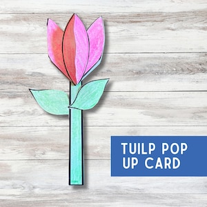 Tarjeta de flor de tulipán 3D para cumpleaños, día del padre, día de los abuelos, kit de manualidades para colorear emergente de niño a adulto