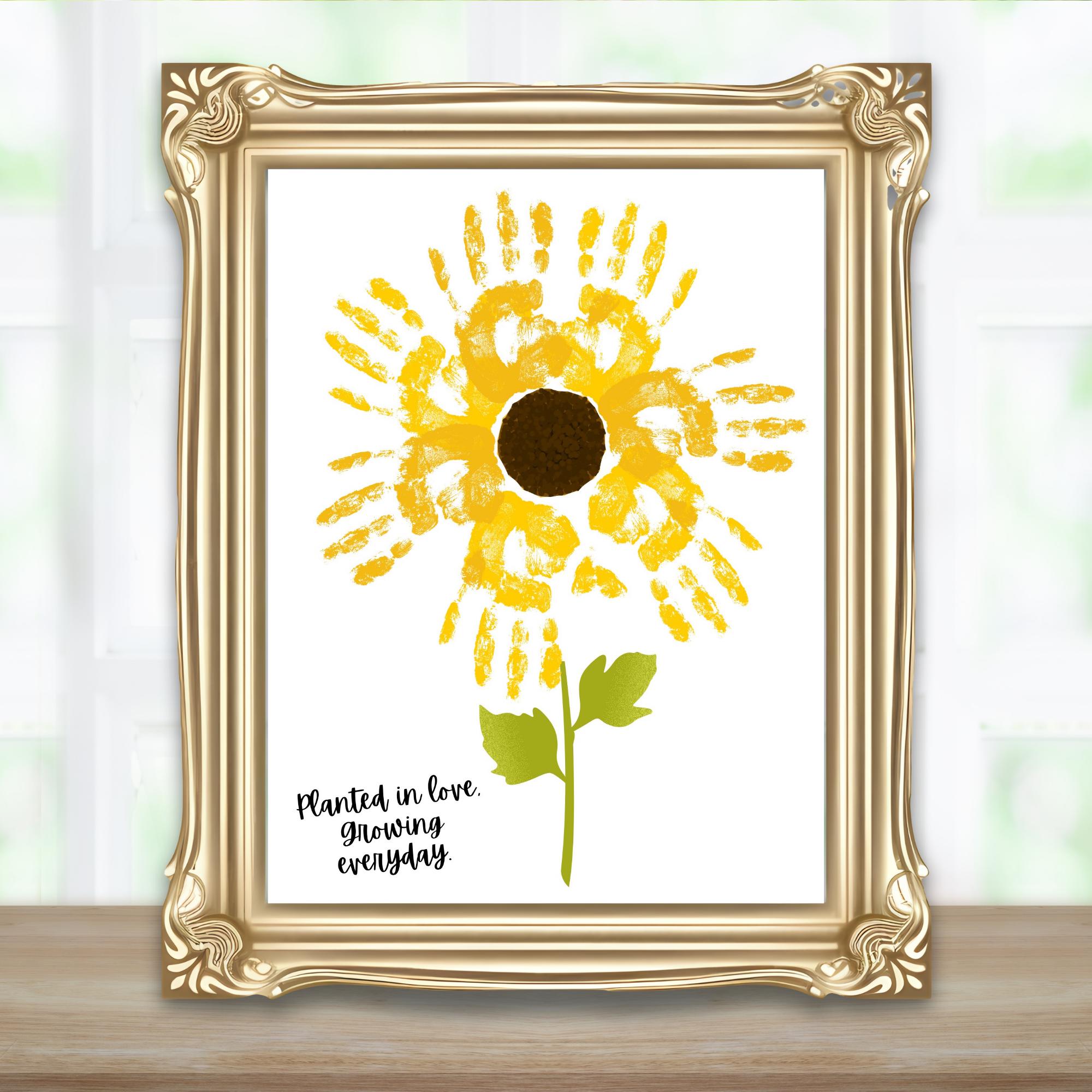 41 Creative Sunflower Crafts for Kids 8 Sunflower Handprint Keepsake Gift Craft, Printable Mom Art Project…
