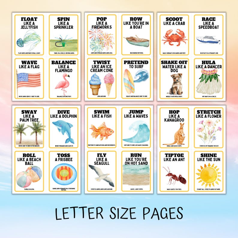 blue, pink, orange background, says letter size pages, shows all 6 pages that are included