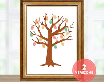 Fall Tree Fingerprint Keepsake Gift Craft, Printable Autumn Handprint Art Project Toddler & Preschool Unit Activity