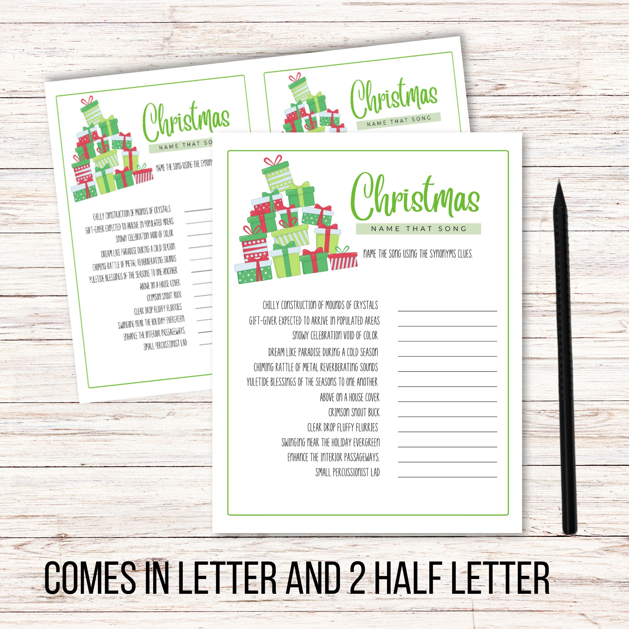 Present Name That Song Printable Game Christmas Holiday Songs Name ...