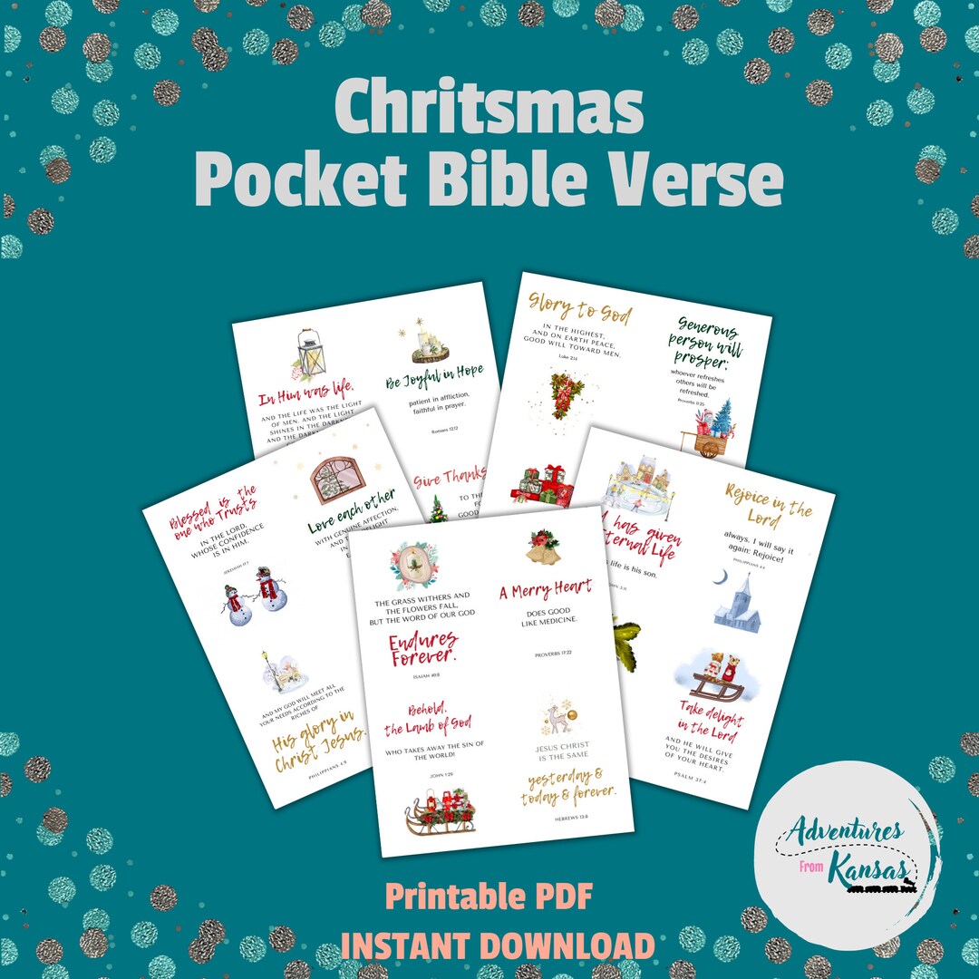 Christmas Bible Verse Pocket Cards Christian Scripture Motivational ...