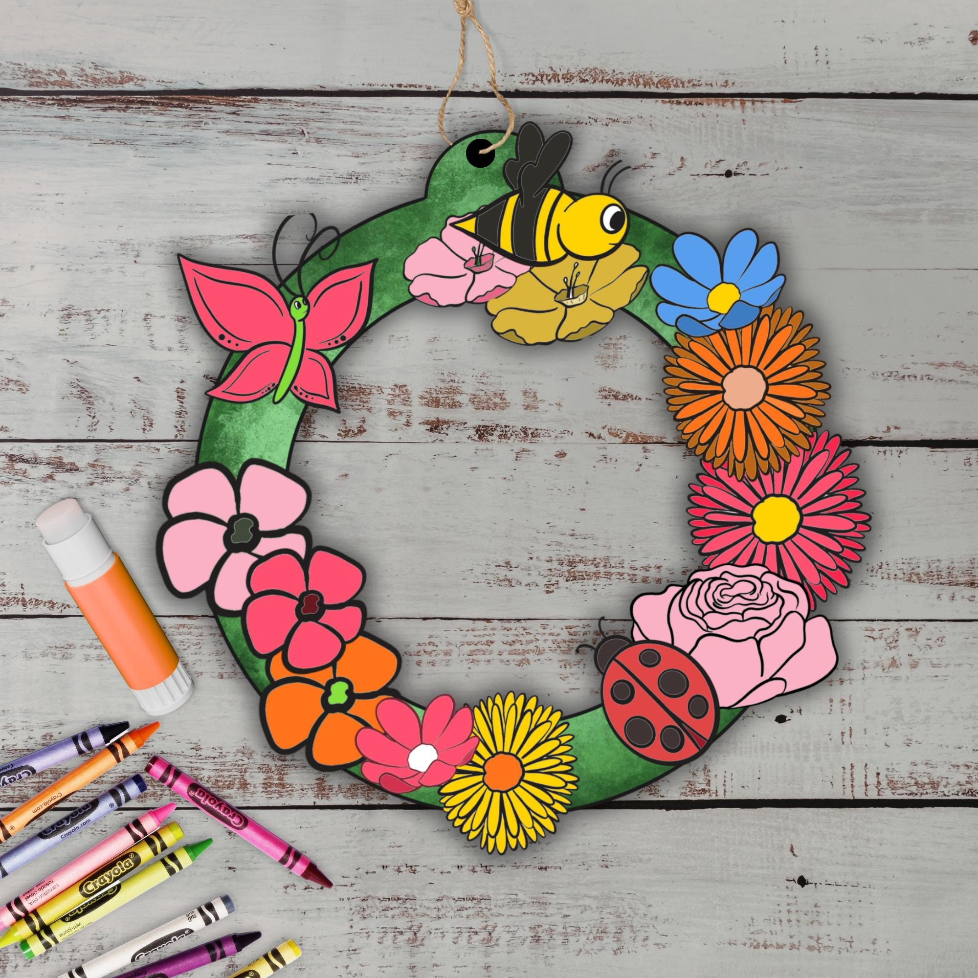 33 Flutter into Fun: Best Butterfly Craft Kits for Kids 3 Spring Wreath Craft Activity Printable, Flowers, Bees, Butterfly,…