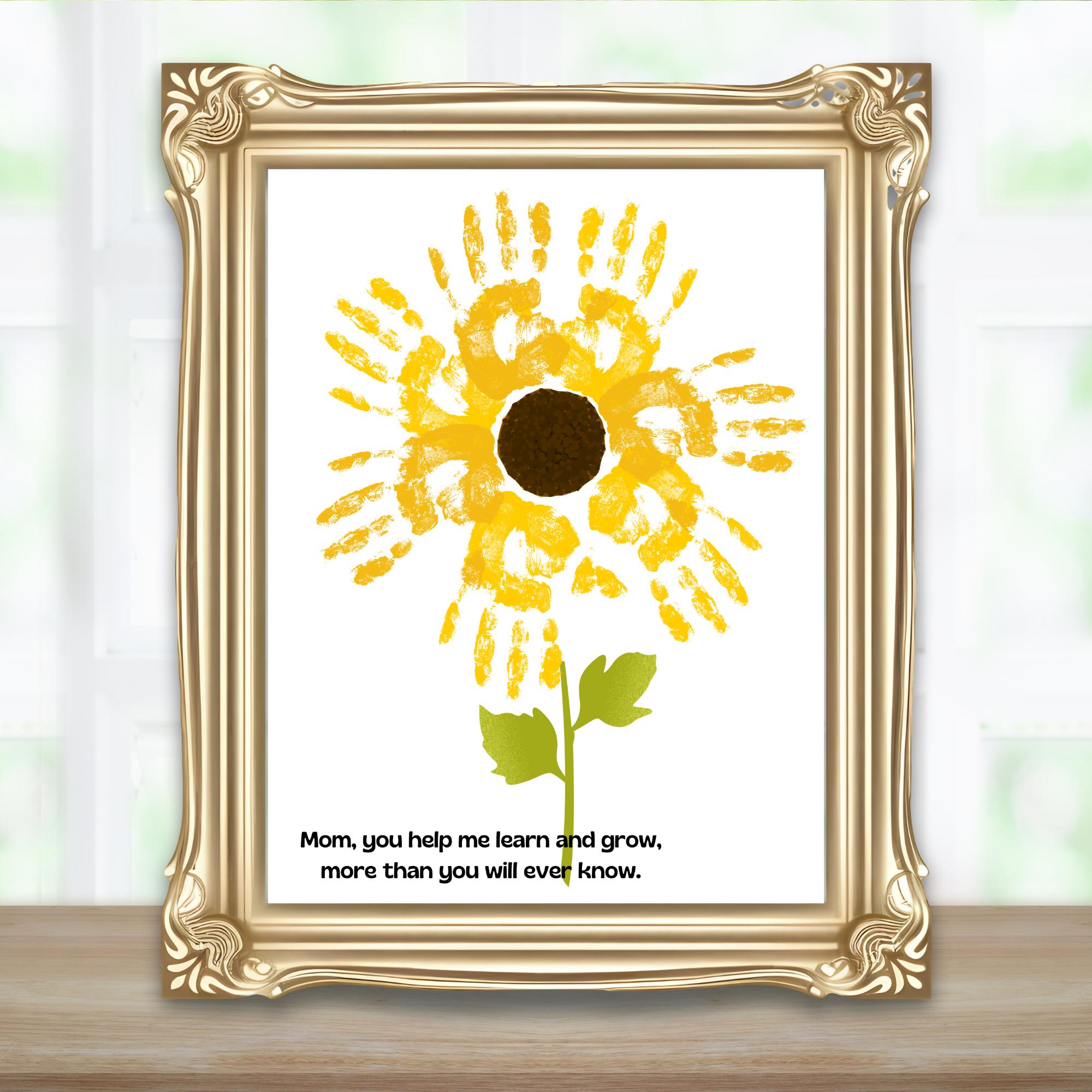 41 Creative Sunflower Crafts for Kids 12 Sunflower Handprint Keepsake Gift Craft for Mom, Printable Mom Art…