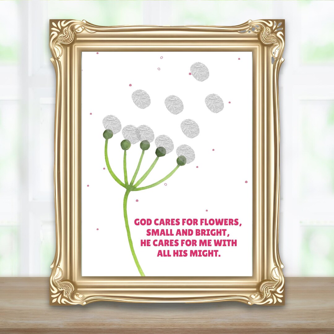 Dandelion Flower Fingerprint Craft, Spring Christian Handprint Art ...