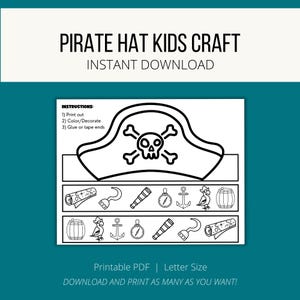 Pirate Paper Headband Hat Printable | Pirate Unit Cut and Glue Art Craft for Day Care, Mother&#39;s Day Out, Preschool, Pre-K and Kindergarten