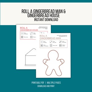 Roll a Gingerbread House and Gingerbread Man Printable Dice Game for parties, get togethers, and more