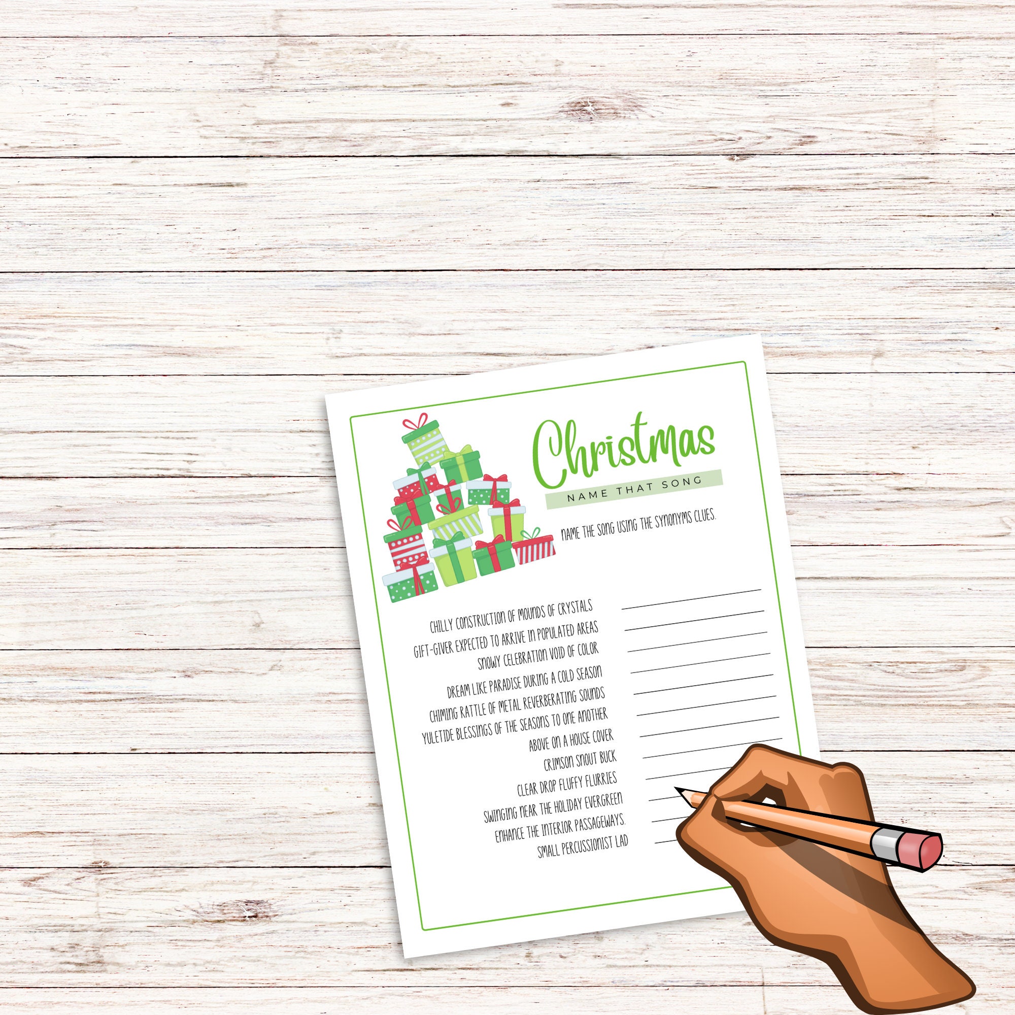 Present Name That Song Printable Game Christmas Holiday Songs Name ...