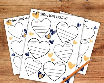 Fillable Favorite Things Loved Ones, I Love About Keepsake Writing Activity Oma, Opa, Step Mom, Step Dad, Bonus Mom, Bonus Dad