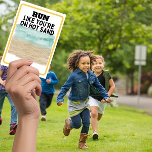 kids running with teacher holding run like you're on hot sand